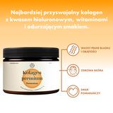 Kolagen premium z kwasem hialuronowym i witaminą C i E (smak pomarańczowy)