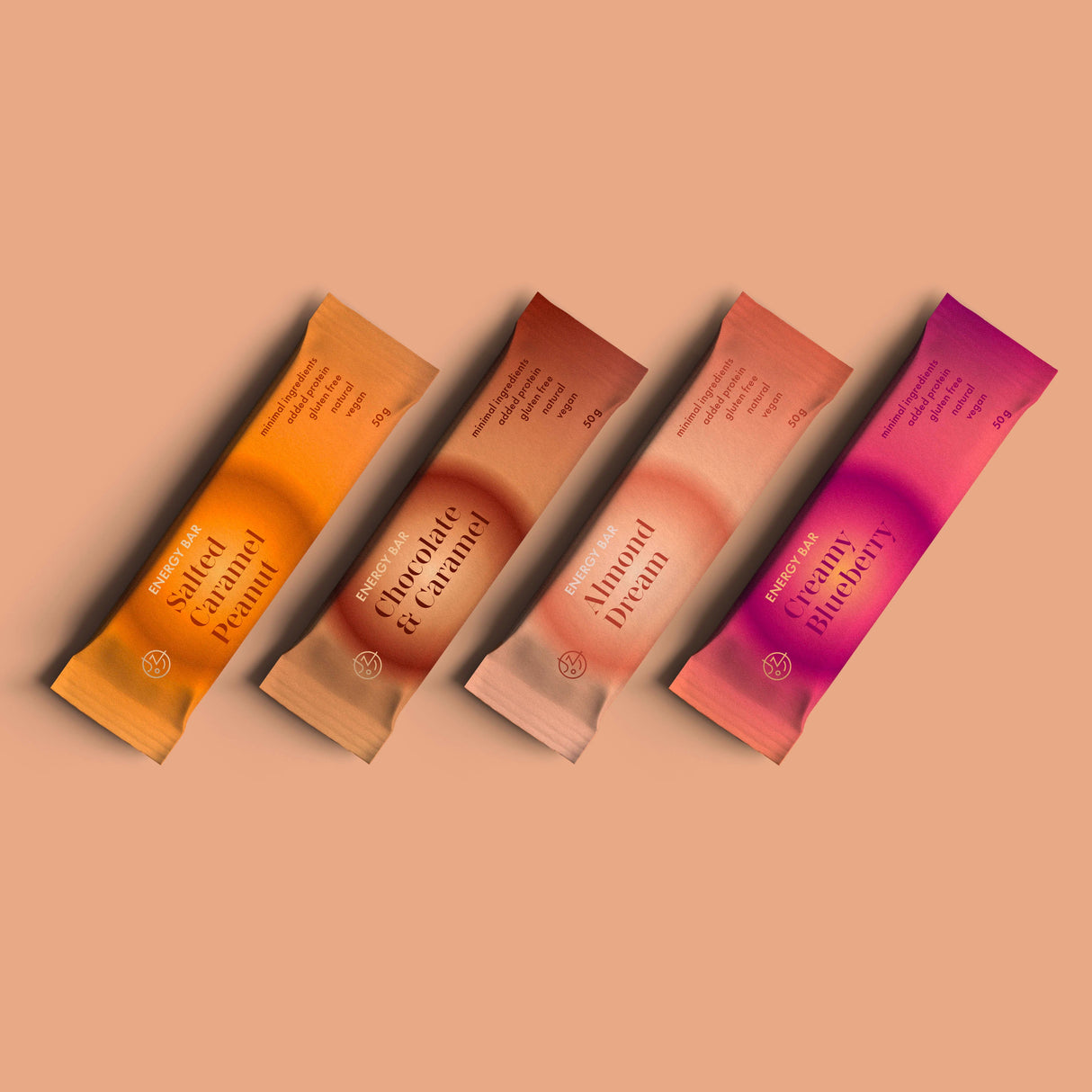 Zestaw 4 batonów energetycznych – Chocolate & Caramel, Cream Blueberry, Almond Dream, Salted Caramel Peanut 🍫🫐🥜